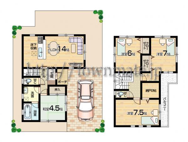 Floor plan. 22,300,000 yen, 4LDK, Land area 102.33 sq m , Building area 91.53 sq m Floor