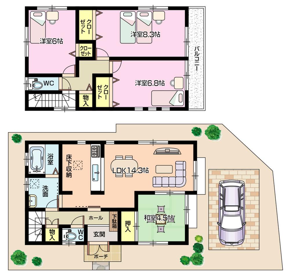 Floor plan. (3 Building), Price 25,800,000 yen, 4LDK, Land area 95.7 sq m , Building area 95.64 sq m