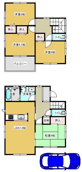 Floor plan. 24,800,000 yen, 4LDK, Land area 100.55 sq m , Building area 96.05 sq m