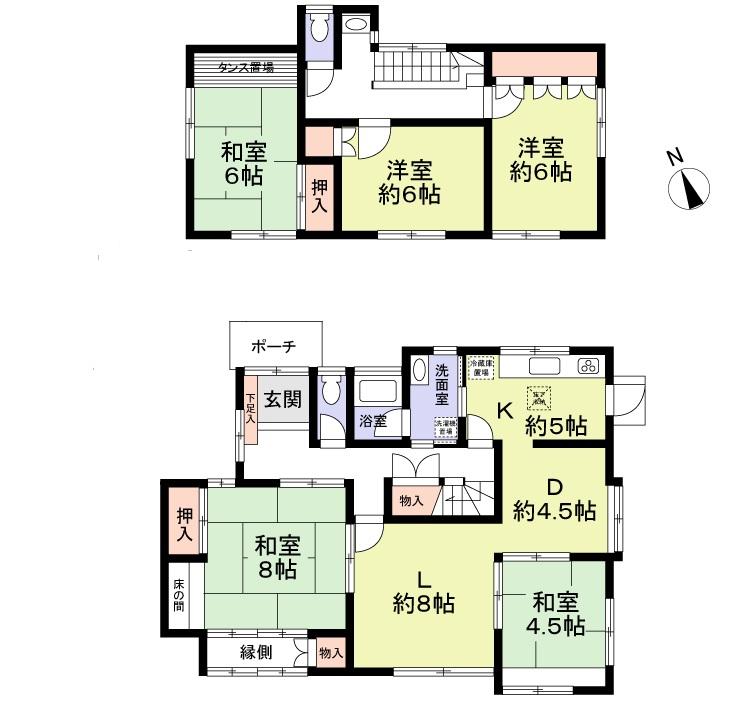 Floor plan. 14.8 million yen, 5LDK, Land area 210.29 sq m , Building area 123.17 sq m