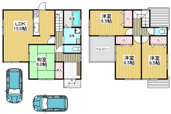 Floor plan. 21,800,000 yen, 4LDK, Land area 133.25 sq m , Building area 96.39 sq m