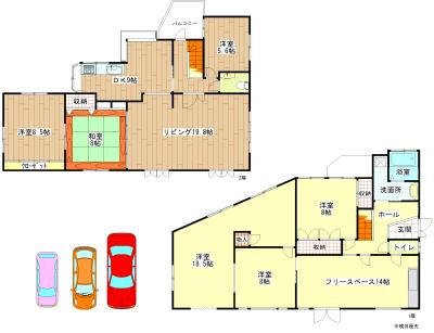 Floor plan. 18,800,000 yen, 7LDK, Land area 205.05 sq m , Building area 165.08 sq m