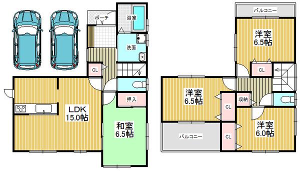 Floor plan. 20.8 million yen, 4LDK, Land area 141.55 sq m , Building area 95.58 sq m