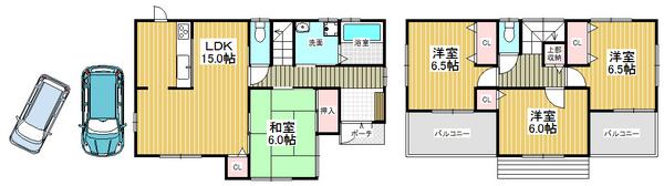Floor plan. 21,800,000 yen, 4LDK, Land area 131.1 sq m , Building area 95.58 sq m