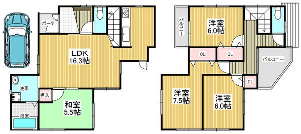 Floor plan. 17.8 million yen, 4LDK, Land area 96.23 sq m , Building area 96.79 sq m