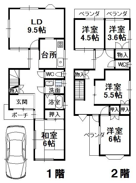 Floor plan. 15.8 million yen, 5LDK, Land area 102 sq m , Building area 102.27 sq m