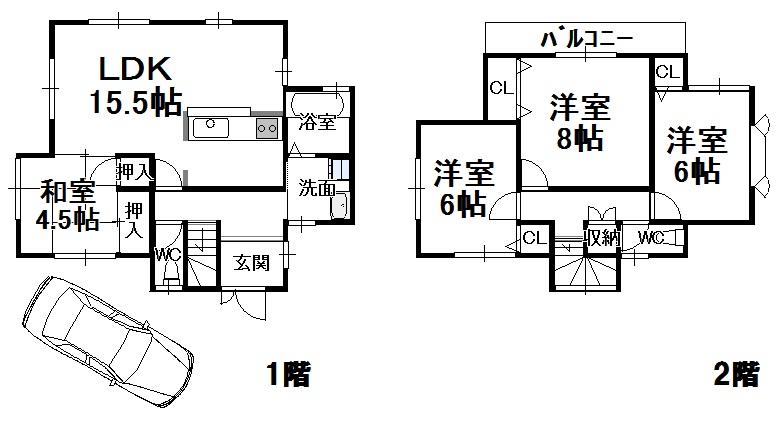 Floor plan. 19,800,000 yen, 4LDK, Land area 100.81 sq m , Building area 97.71 sq m