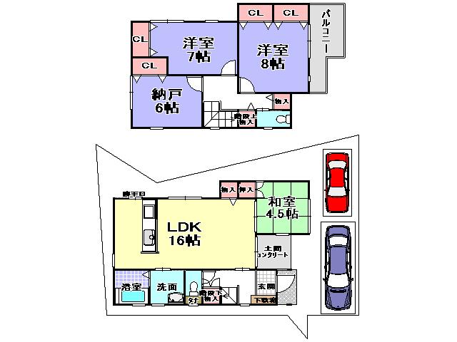 Floor plan. 24,800,000 yen, 3LDK + S (storeroom), Land area 111.83 sq m , Building area 102.18 sq m