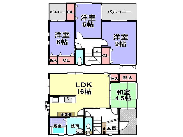 Floor plan. 28.8 million yen, 4LDK, Land area 116.88 sq m , Building area 101.03 sq m