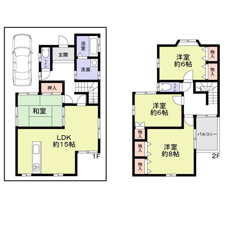Floor plan. 20.8 million yen, 4LDK, Land area 100.39 sq m , Building area 104.33 sq m
