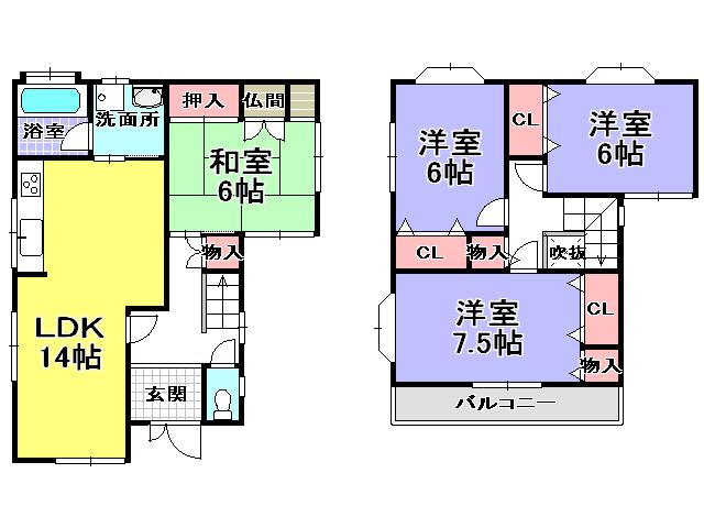 Floor plan. 18,800,000 yen, 4LDK, Land area 101.37 sq m , Building area 95.58 sq m