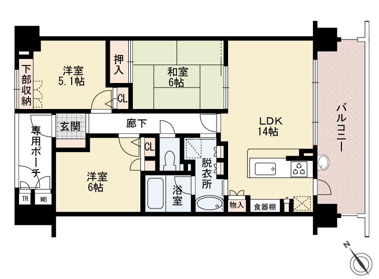 Floor plan. 3LDK, Price 17.3 million yen, Occupied area 71.32 sq m , Balcony area 13.4 sq m