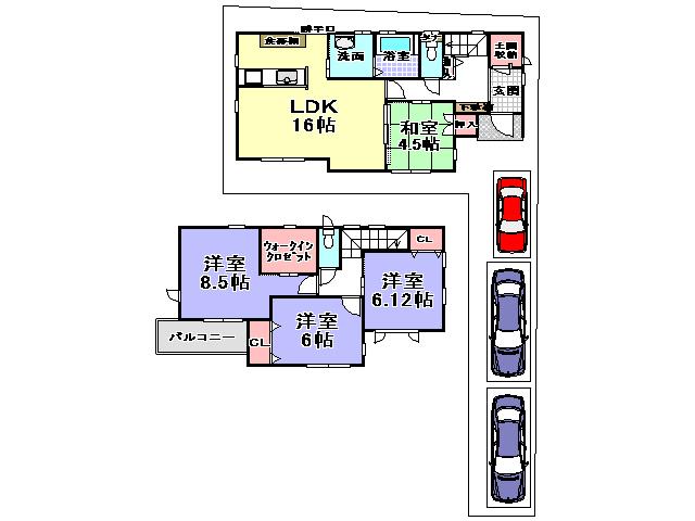Floor plan. 23.8 million yen, 4LDK, Land area 135.29 sq m , Building area 102.9 sq m