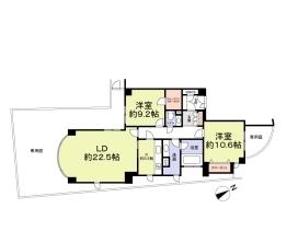 Floor plan. 2LDK, Price 25.6 million yen, Footprint 109.69 sq m