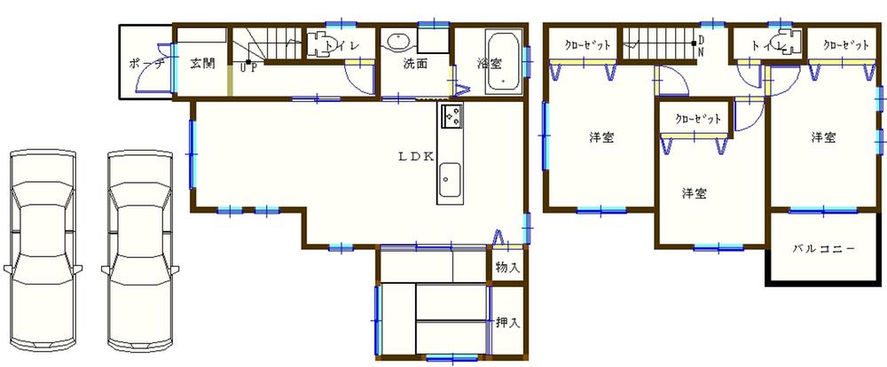 Floor plan. 21,800,000 yen, 4LDK, Land area 127.35 sq m , Building area 92 sq m