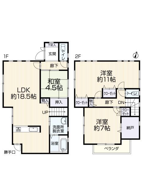 Floor plan. 22,800,000 yen, 3LDK + S (storeroom), Land area 121.46 sq m , Building area 102.87 sq m