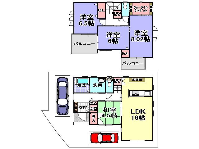 Floor plan. 24,800,000 yen, 4LDK, Land area 106.89 sq m , Building area 101.86 sq m