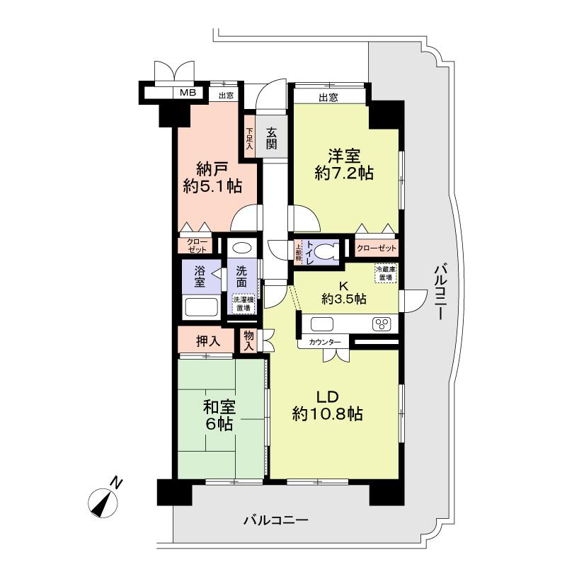 Floor plan. 2LDK + S (storeroom), Price 15 million yen, Occupied area 69.75 sq m , Balcony area 34.6 sq m