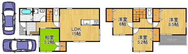 Floor plan. 24,800,000 yen, 4LDK, Land area 100.48 sq m , Building area 93.55 sq m