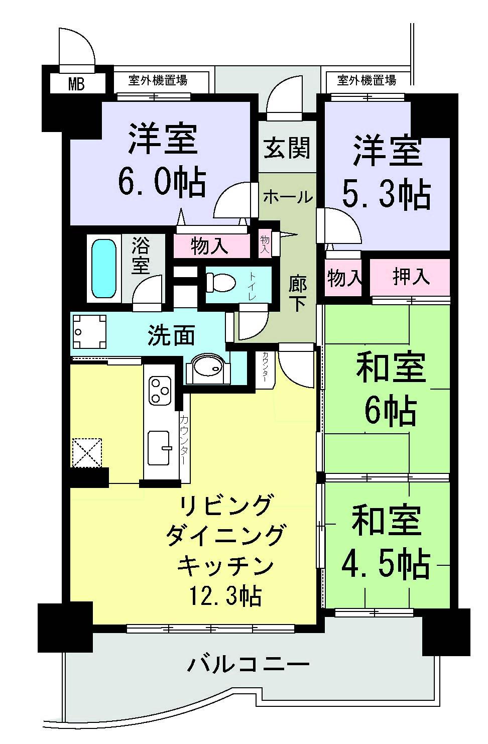 Floor plan. 4LDK, Price 12.8 million yen, Occupied area 80.93 sq m , Balcony area 11.63 sq m