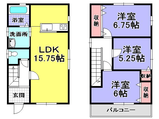 Floor plan. 18,800,000 yen, 3LDK, Land area 100.67 sq m , Building area 80.18 sq m