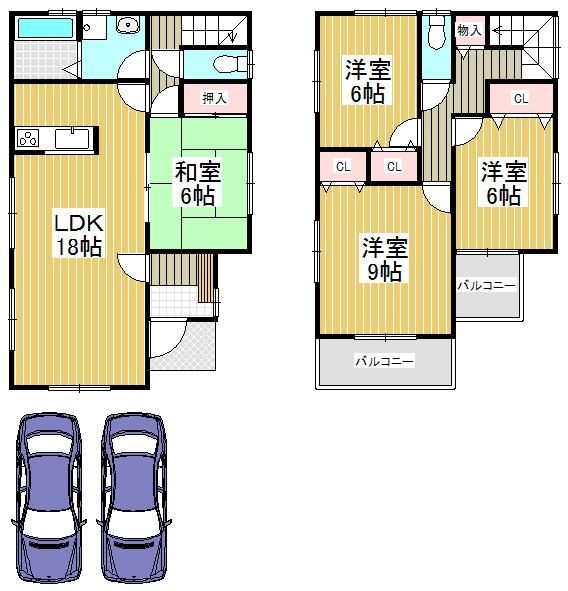 Floor plan. 21,800,000 yen, 4LDK, Land area 111.95 sq m , Building area 105.98 sq m