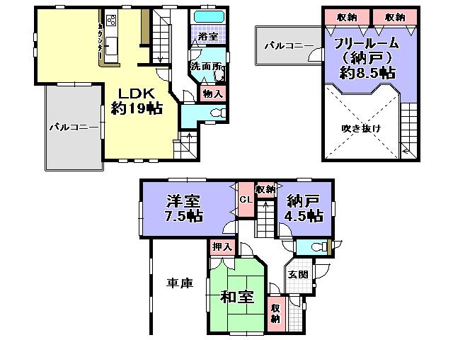 Floor plan. 24,800,000 yen, 2LDK + 2S (storeroom), Land area 101.26 sq m , Building area 120.58 sq m
