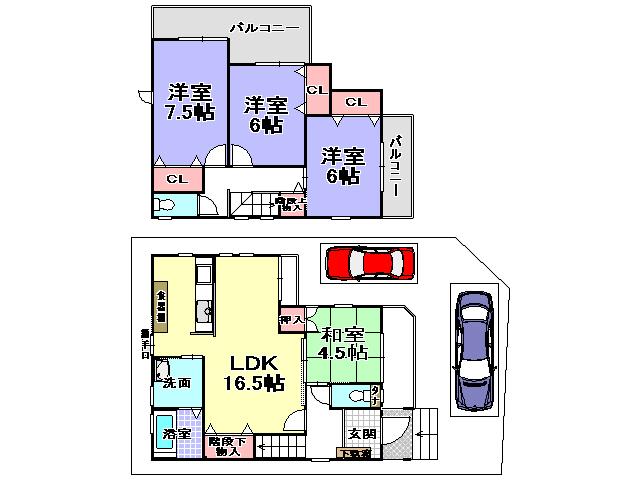 Floor plan. 25,200,000 yen, 4LDK, Land area 113.28 sq m , Building area 98.55 sq m