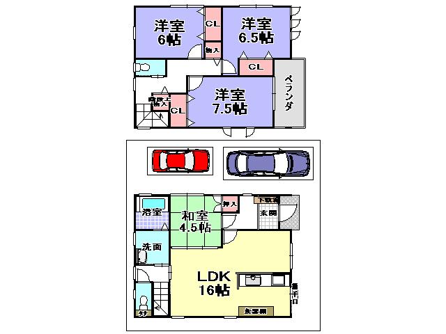 Floor plan. 24,800,000 yen, 4LDK, Land area 101.41 sq m , Building area 99.89 sq m
