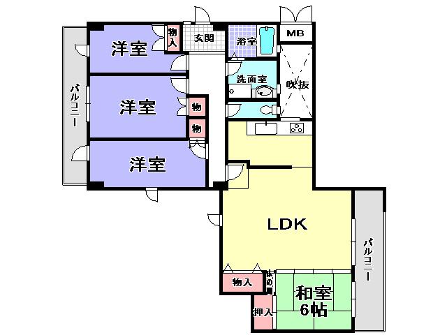 Floor plan. 4LDK, Price 15.8 million yen, Occupied area 96.44 sq m , Balcony area 19.67 sq m