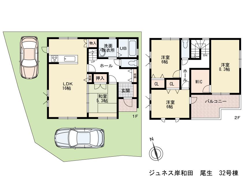 Floor plan. (No. 32 locations), Price 25,500,000 yen, 4LDK, Land area 127.85 sq m , Building area 105.58 sq m