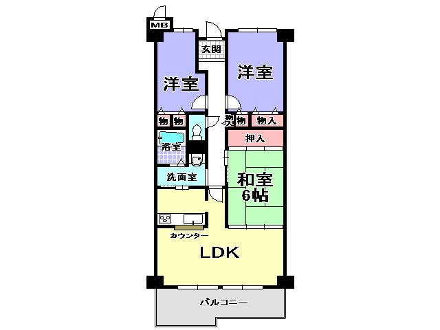 Floor plan. 3LDK, Price 10.8 million yen, Footprint 70.9 sq m , Balcony area 9.6 sq m