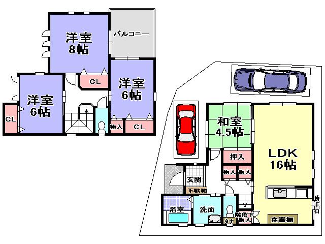 Floor plan. 28.8 million yen, 4LDK, Land area 101.73 sq m , Building area 101.02 sq m