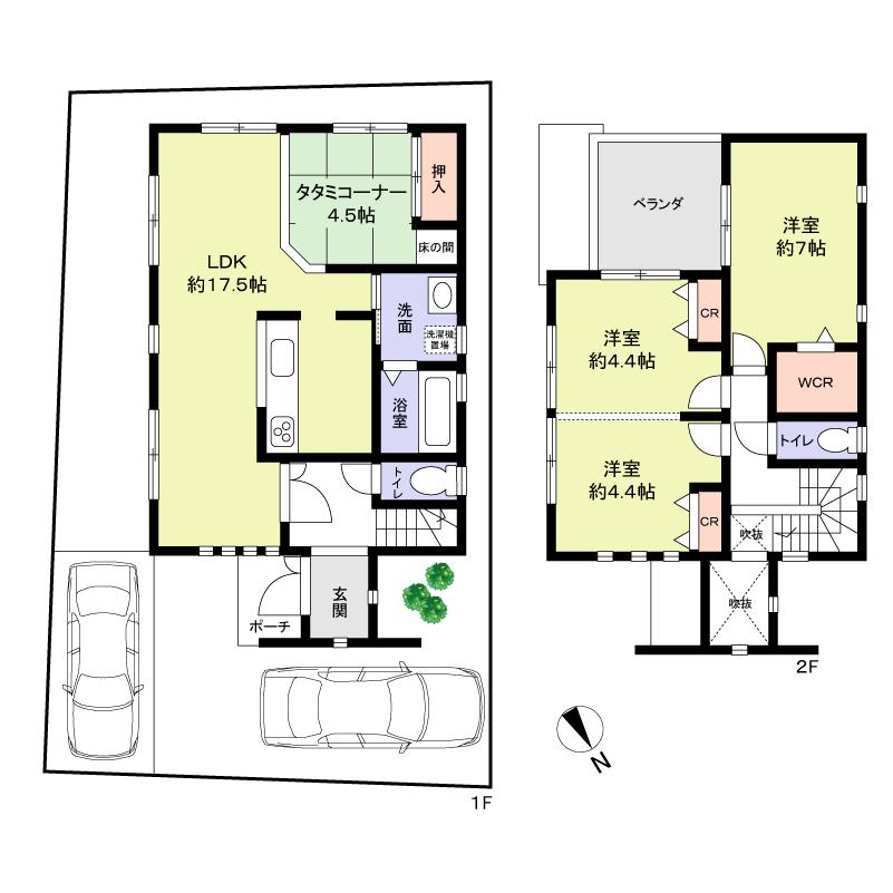 Building plan example (floor plan). Building plan example Building price 12.6 million yen,  Building area 93.96 sq m   ※ Exterior construction, Water contributions, Design costs, JIO cost will be separately. 