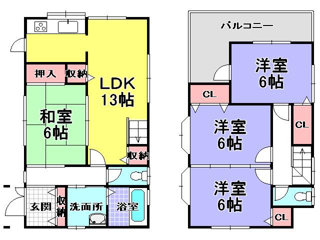 Floor plan. 25,800,000 yen, 4LDK, Land area 163.26 sq m , Building area 88.29 sq m
