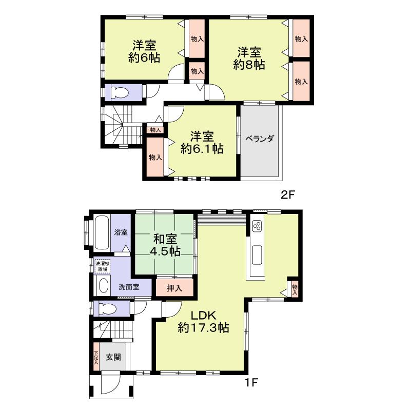 Floor plan. 23.8 million yen, 4LDK, Land area 101.66 sq m , Building area 104.33 sq m