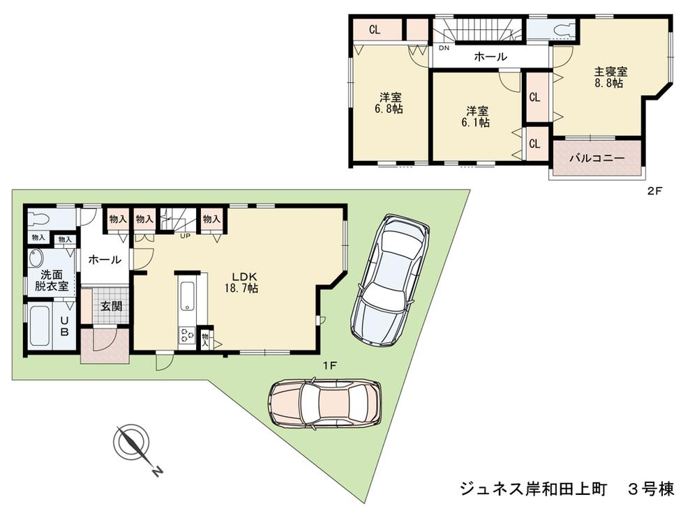 Floor plan. (No. 3 locations), Price 25,800,000 yen, 3LDK, Land area 107.83 sq m , Building area 100.4 sq m