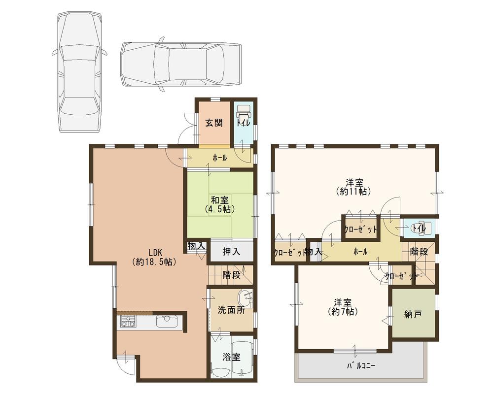 Floor plan. 22,800,000 yen, 3LDK + S (storeroom), Land area 121.46 sq m , Building area 102.87 sq m all the living room can be stored