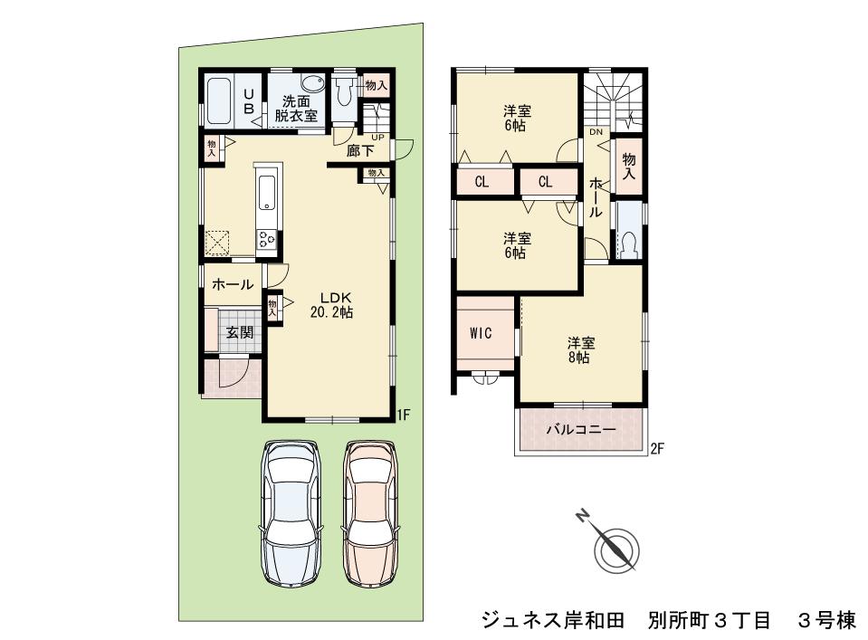 Floor plan. (No. 3 locations), Price 28.8 million yen, 3LDK, Land area 111.17 sq m , Building area 101.85 sq m