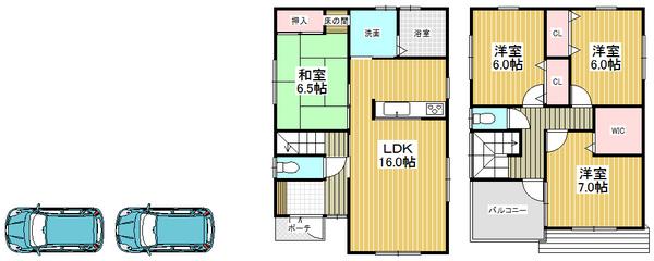 Floor plan. 22,800,000 yen, 4LDK, Land area 124.86 sq m , Building area 99.22 sq m
