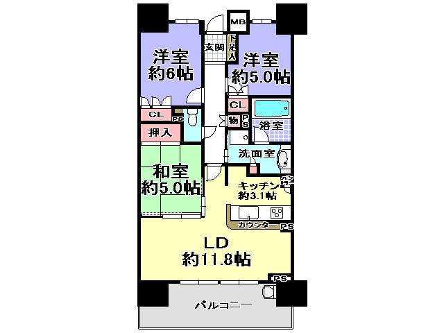 Floor plan. 3LDK, Price 17.8 million yen, Occupied area 70.19 sq m , Balcony area 12.68 sq m