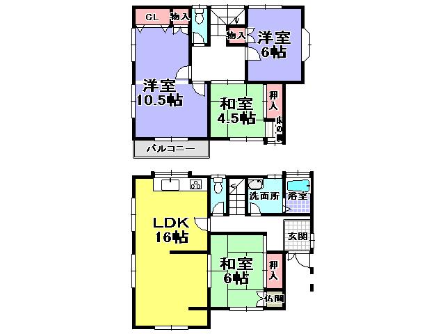 Floor plan. 17.8 million yen, 4LDK, Land area 104.14 sq m , Building area 102.6 sq m