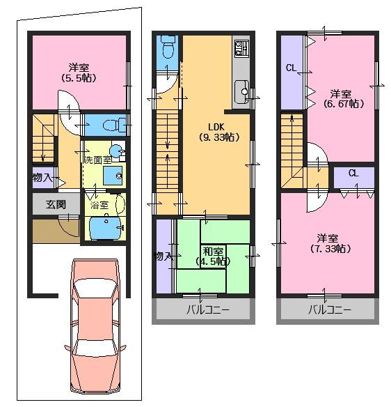 Floor plan. 19,800,000 yen, 4LDK, Land area 53.32 sq m , Building area 53.32 sq m