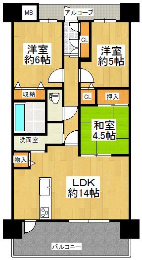 Floor plan. 3LDK, Price 19,800,000 yen, Occupied area 68.09 sq m , Balcony area 13.4 sq m