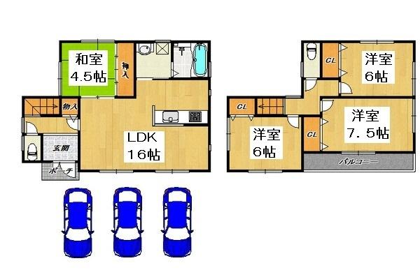 Floor plan. 35,500,000 yen, 4LDK, Land area 160.75 sq m , Building area 93.15 sq m