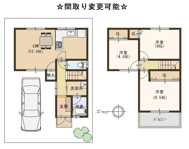 Building plan example (floor plan). Building plan example building price 11,655,000 yen, Building area 70.02 sq m