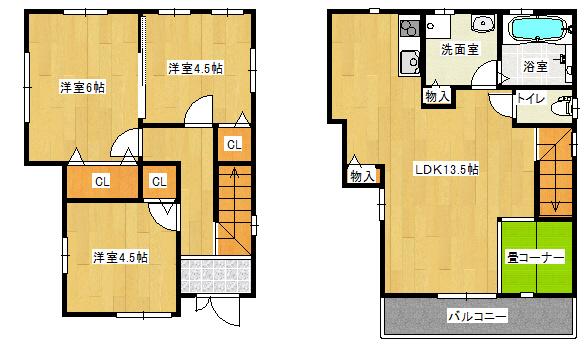 Floor plan. 21,800,000 yen, 3LDK, Land area 73.18 sq m , Building area 71.48 sq m second floor LDK13.5 Pledge, There is also a tatami corner. 