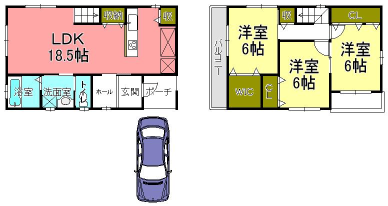 Building plan example (floor plan). Building plan example Building price 14.7 million yen, Building area of ​​about 86 sq m