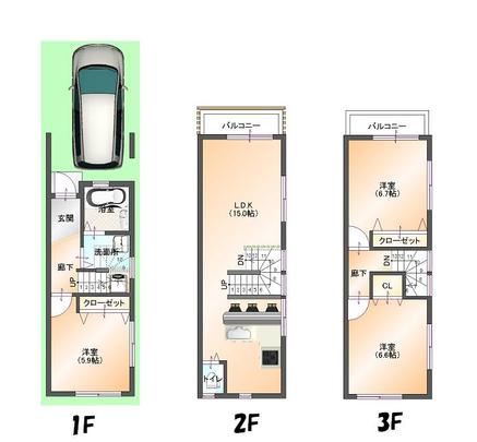 Compartment view + building plan example. Building plan example, Land price 3.2 million yen, Land area 55.05 sq m , Building price 12 million yen, Building area 78.8 sq m