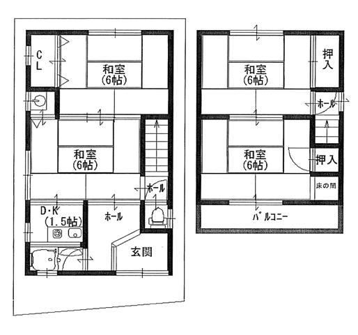 Floor plan. 5 million yen, 4K, Land area 56.53 sq m , Building area 54.31 sq m